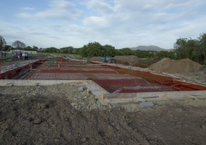 View of the foundations of the new dressing rooms